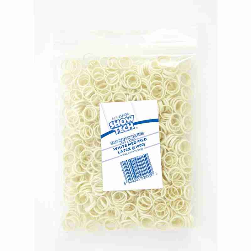 Show Tech Medium Latex Top Knot Bands (White)