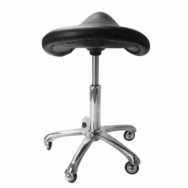 Shernbao Bronco Saddle Stool Black with Non Clog Wheels